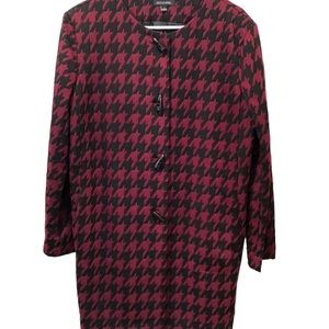 Notations Wine Black Houndstooth Longline Coat Jacket size L